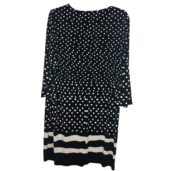 Chico’s Black White Polka Dot Shift Dress Size 2 XL 16 3/4 Sleeve - Picture 2 of 12